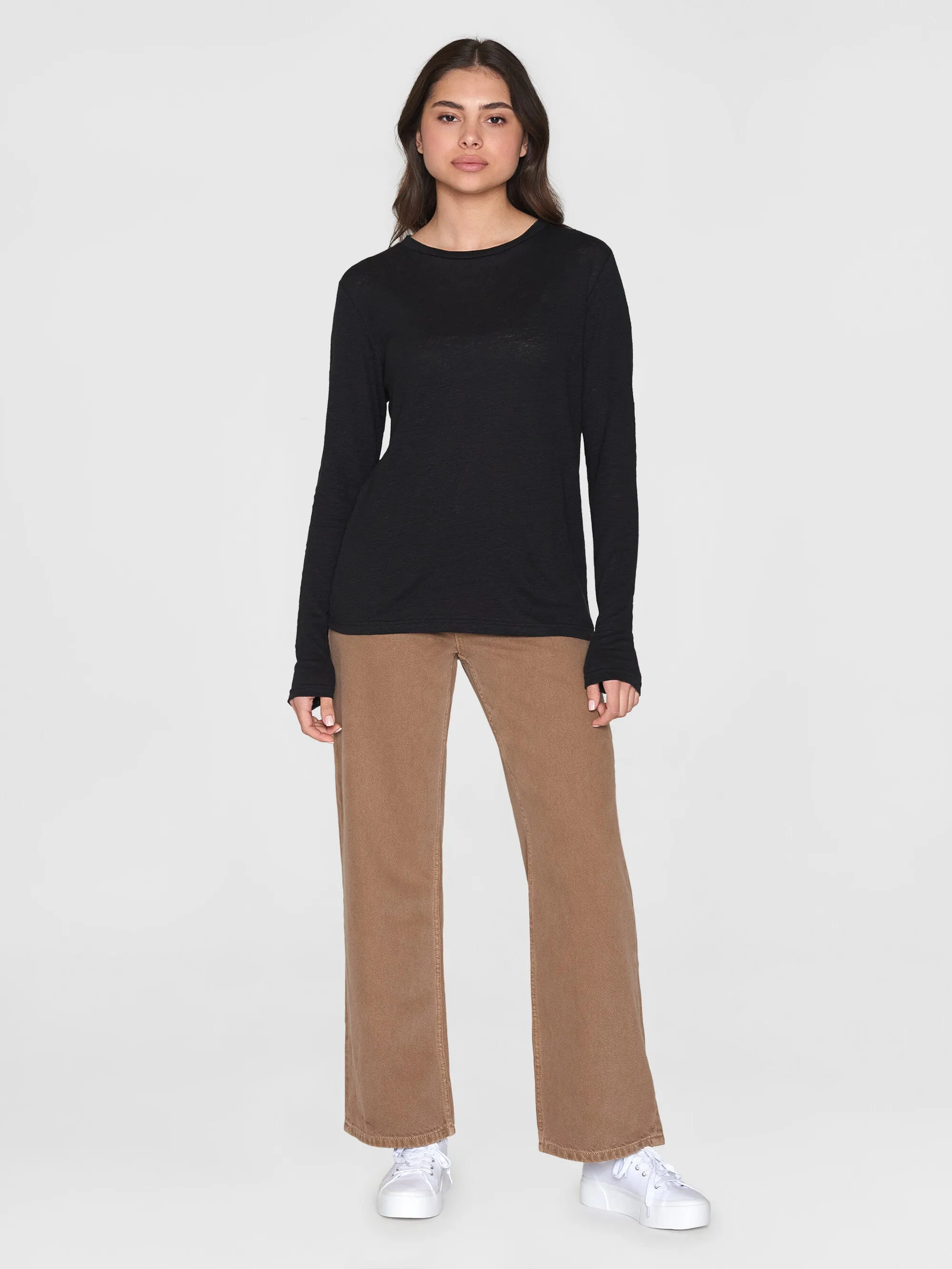 Long sleeve linen t-shirt - GOTS/Vegan - Black Jet