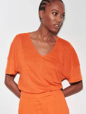 Luisa Cerano Linen T Shirt In Burnt Orange 398130 7687 Col 0646