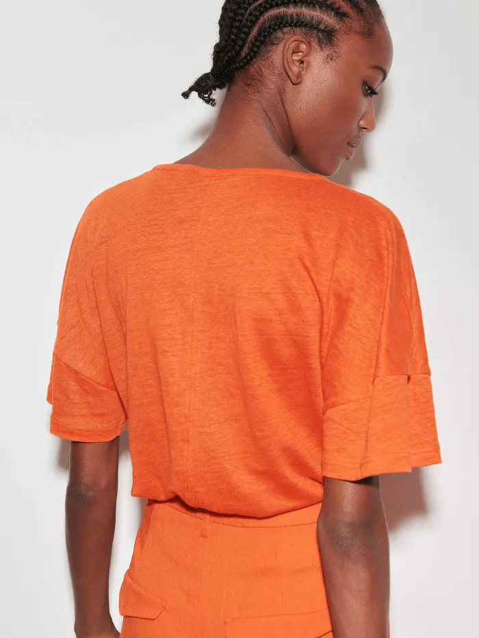 Luisa Cerano Linen T Shirt In Burnt Orange 398130 7687 Col 0646