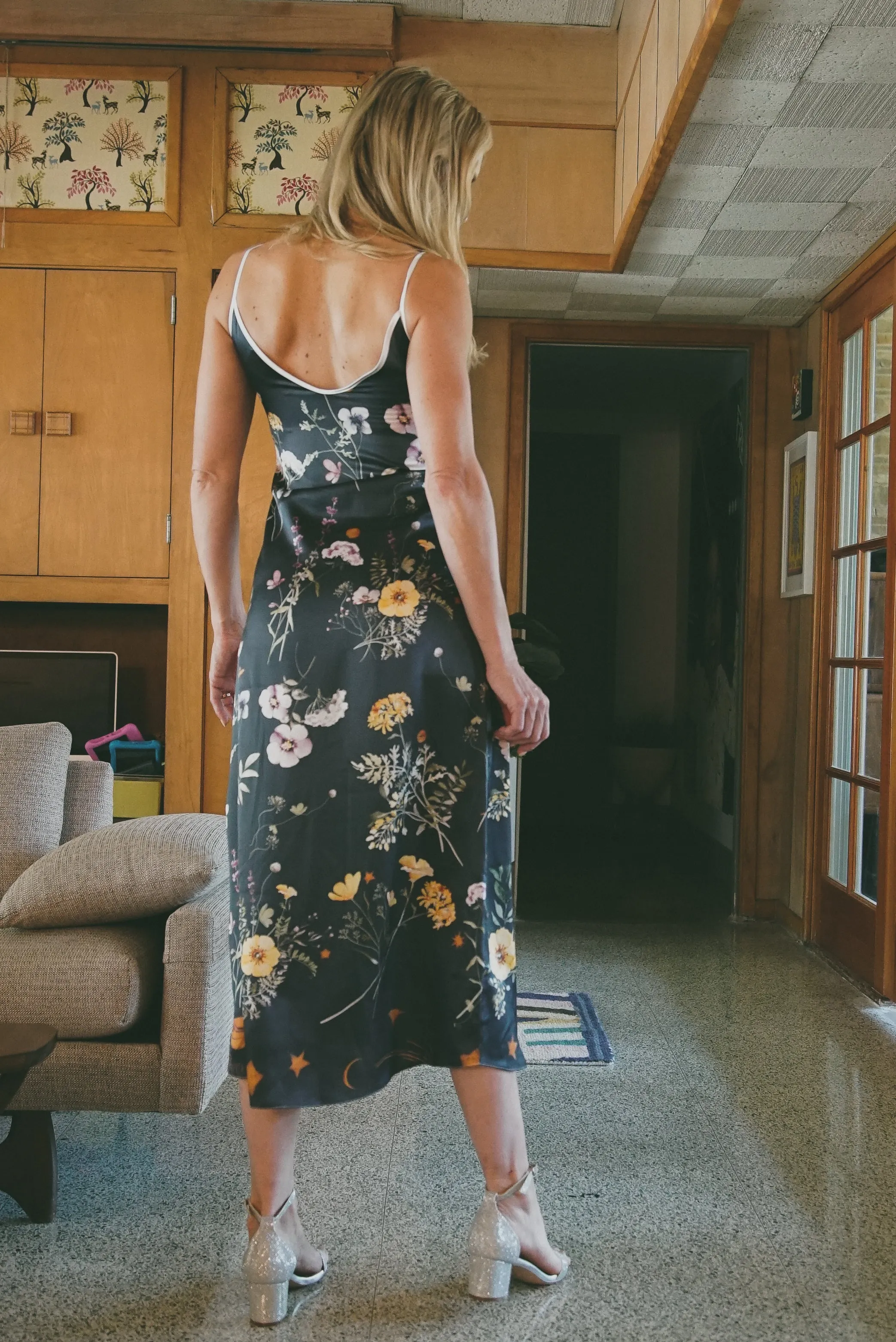 Luminous Andromeda Silk Slip Dress in Spring Awakening