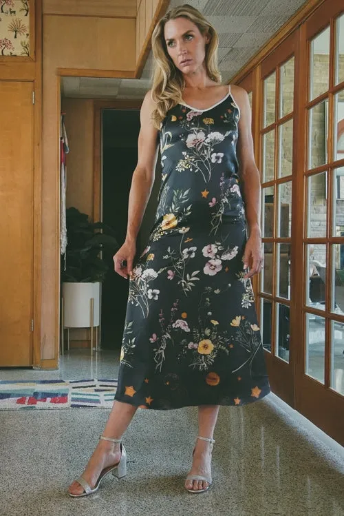 Luminous Andromeda Silk Slip Dress in Spring Awakening