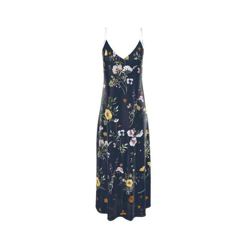 Luminous Andromeda Silk Slip Dress in Spring Awakening