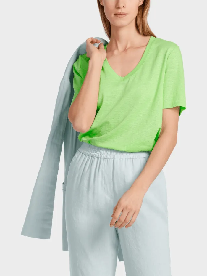 Marc Cain Collections V Neck T Shirt In Apple Green WC 48.34 J54 COL 531