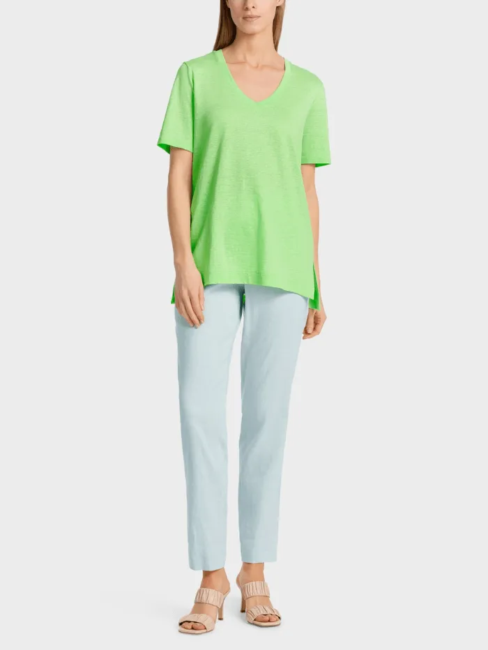 Marc Cain Collections V Neck T Shirt In Apple Green WC 48.34 J54 COL 531
