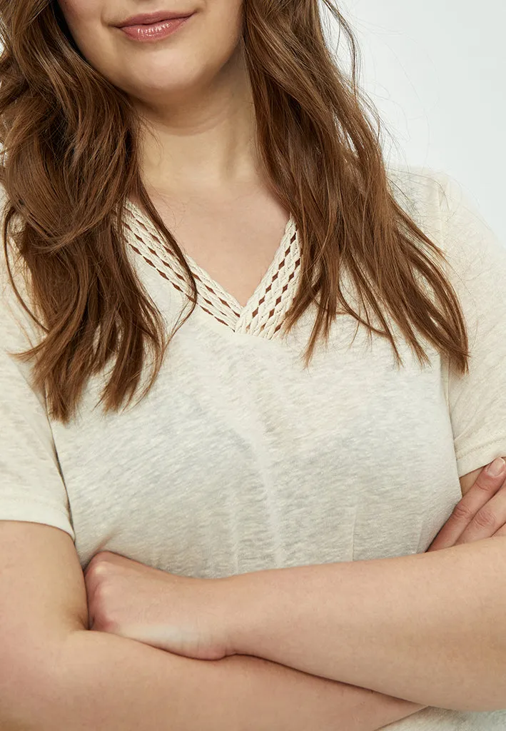 Marina Crochet T-Shirt Curve - Sandshell