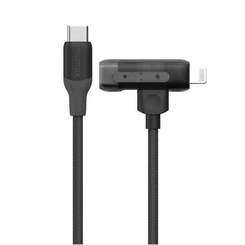 MOMAX 1 Link Flow Duo 2-IN-1 USB-C to USB-C   Lightning Braided Cable 1.5m - Black