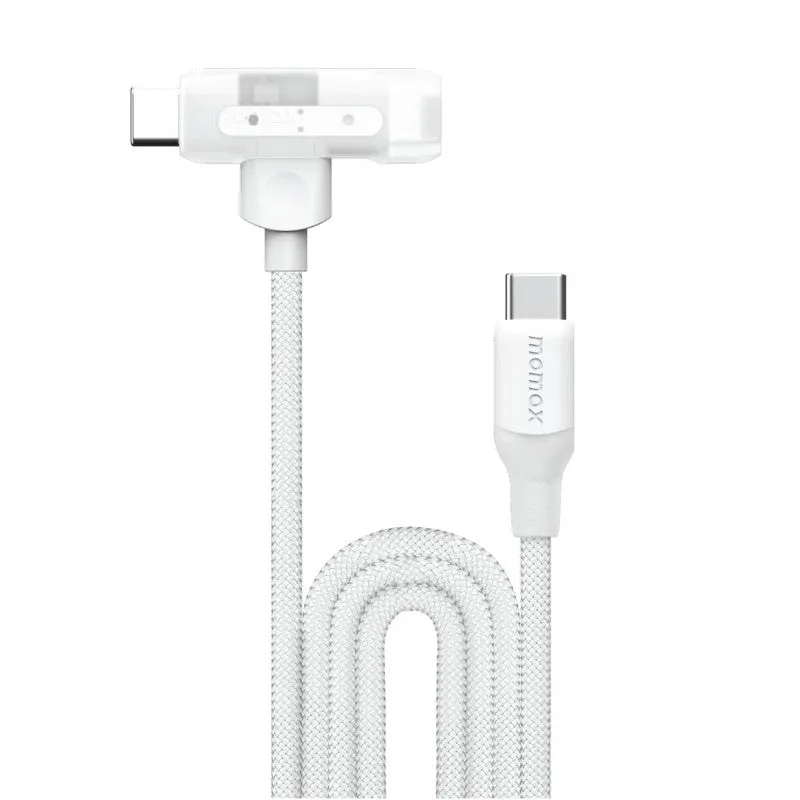 MOMAX 1 Link Flow Duo 2-IN-1 USB-C to USB-C   Lightning Braided Cable 1.5m - White