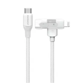 MOMAX 1 Link Flow Duo 2-IN-1 USB-C to USB-C   Lightning Braided Cable 1.5m - White