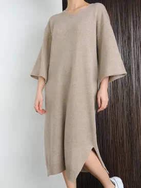 Oversized Beige Knit Dress