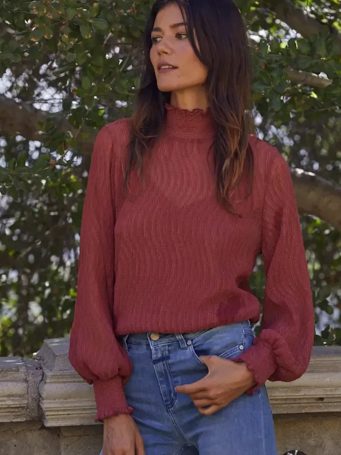 Pamela Crinkle Chiffon Sheer Top