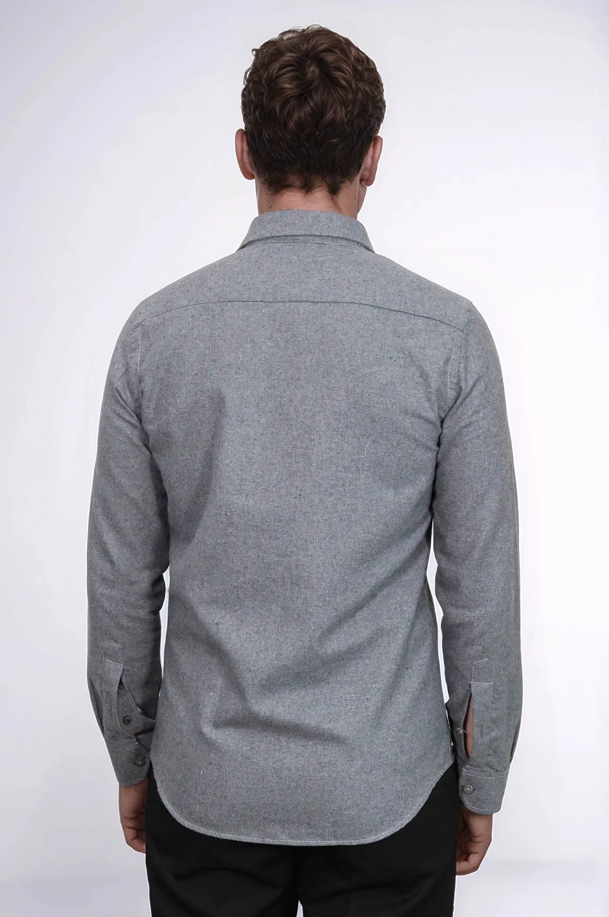 Plain Slim Fit Grey Men Lumberjack Men Shirt - Wessi