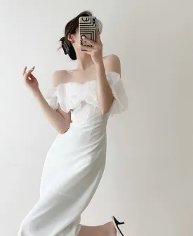 [Ready Stock] Symi Off Shoulder Shift Dress in White