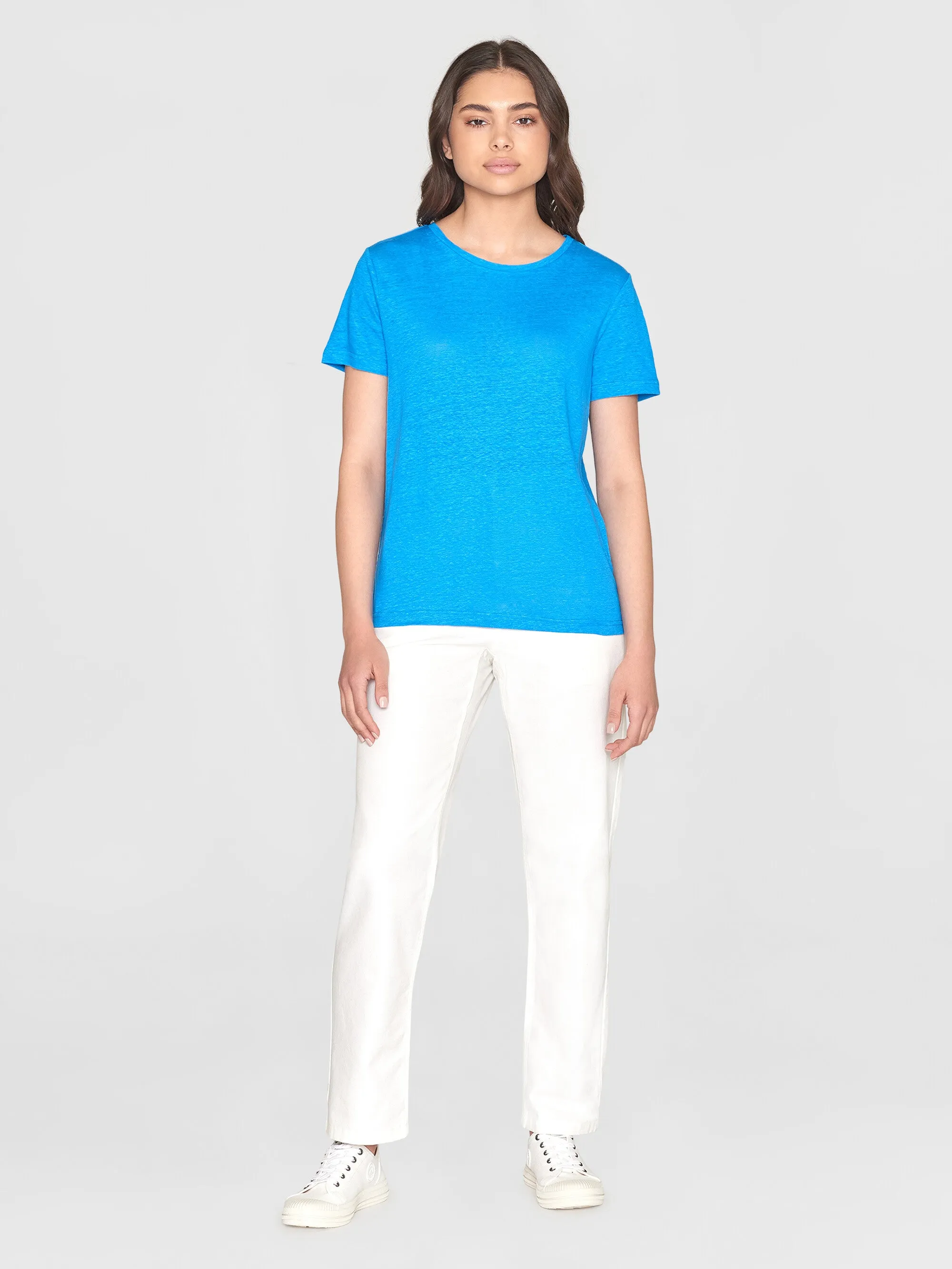 Reg linen t-shirt - Malibu Blue