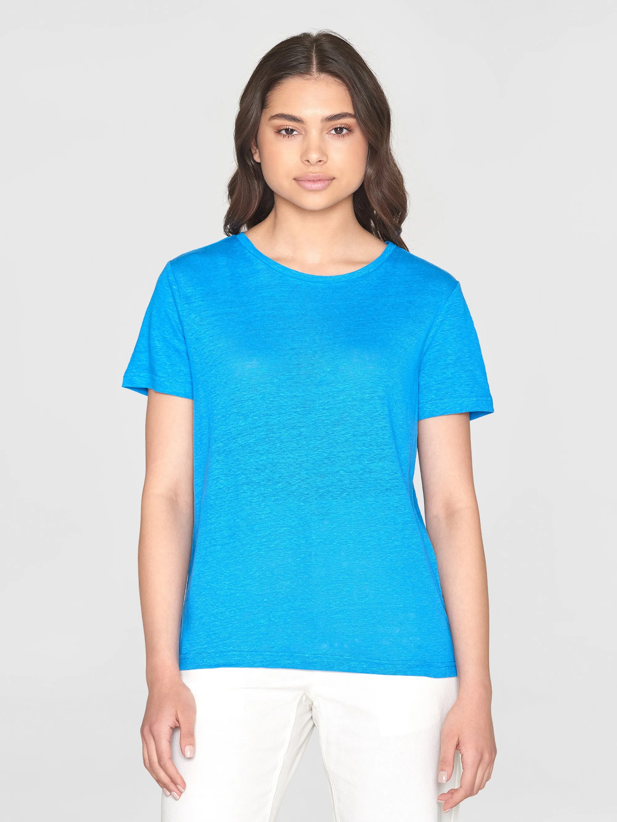 Reg linen t-shirt - Malibu Blue