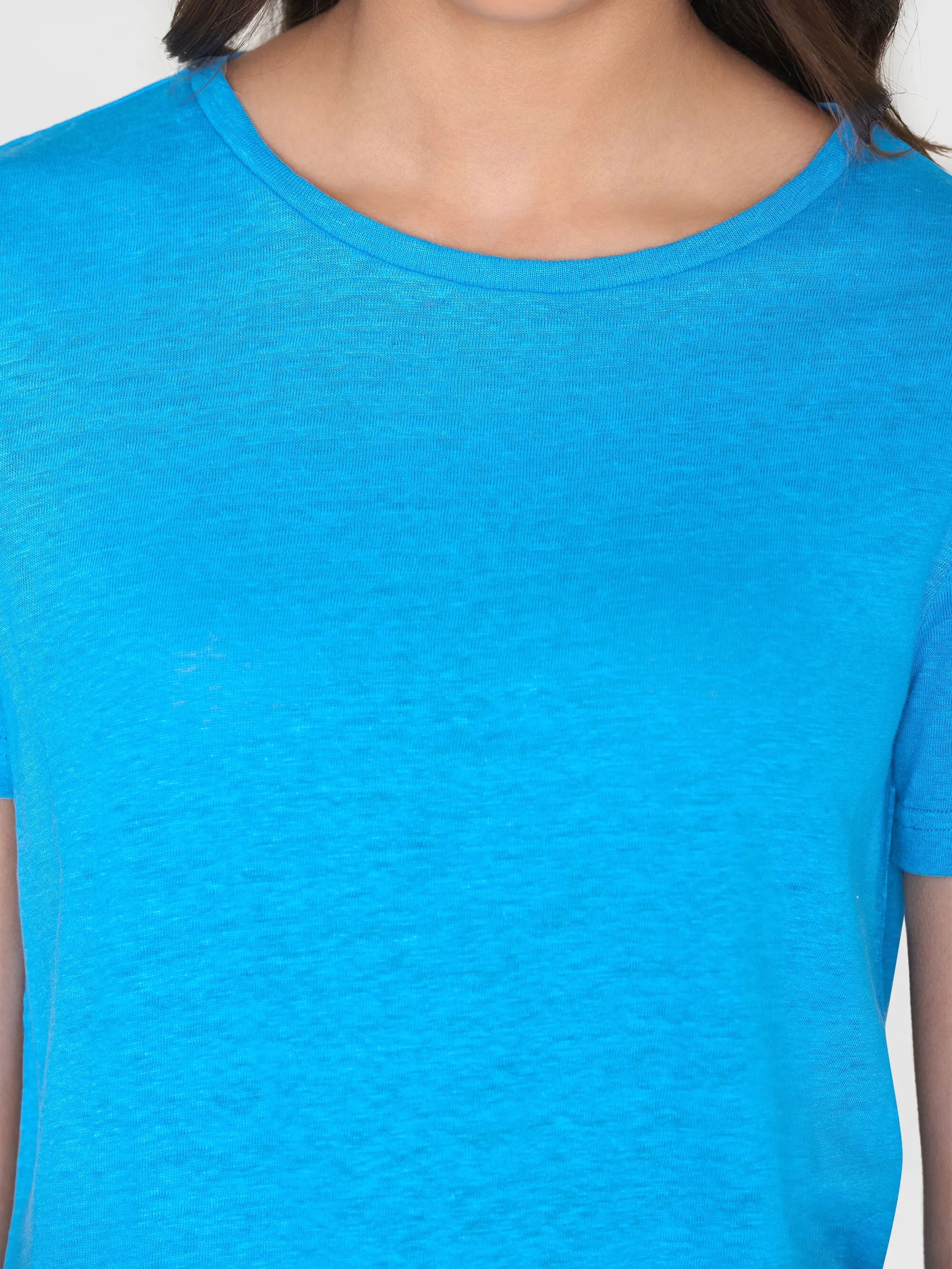 Reg linen t-shirt - Malibu Blue