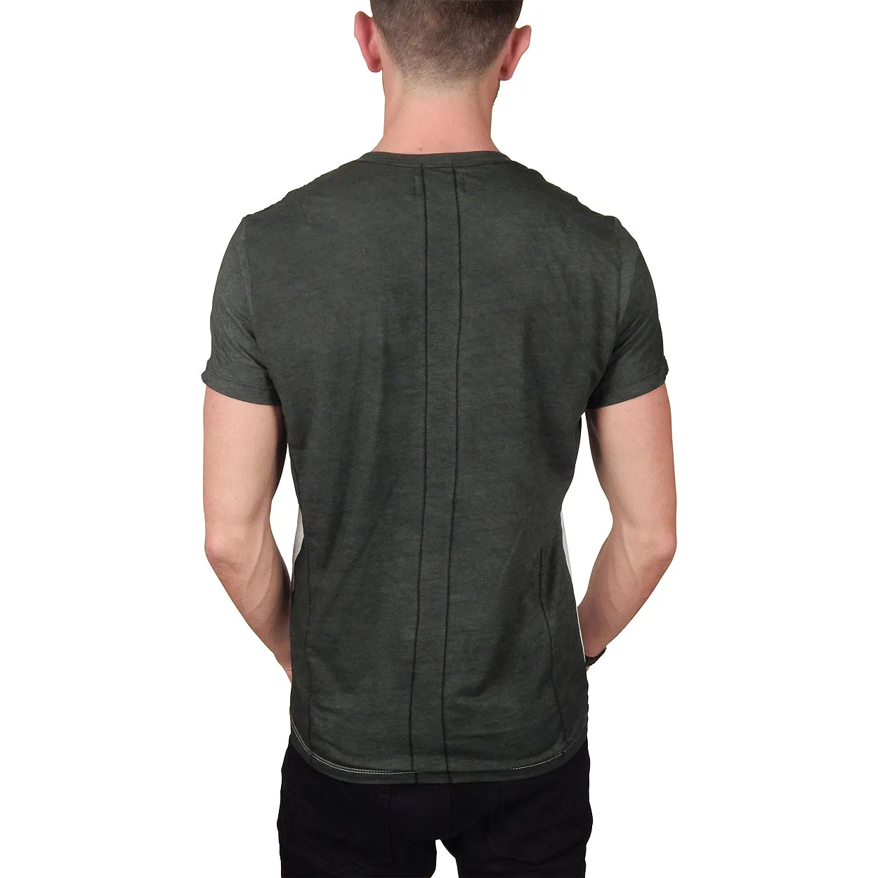 RELIGION - "BRIXTON" SS V-Neck T-Shirt in Black and White