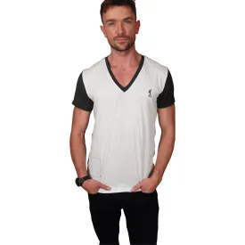 RELIGION - "BRIXTON" SS V-Neck T-Shirt in Black and White