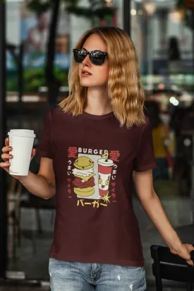Retro Burger Soda Printed T-shirt for women