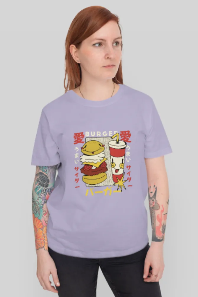 Retro Burger Soda Printed T-shirt for women