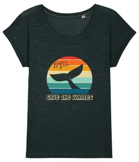 Retro 'Save The Whales' Women's Rolled Sleeve T-Shirt