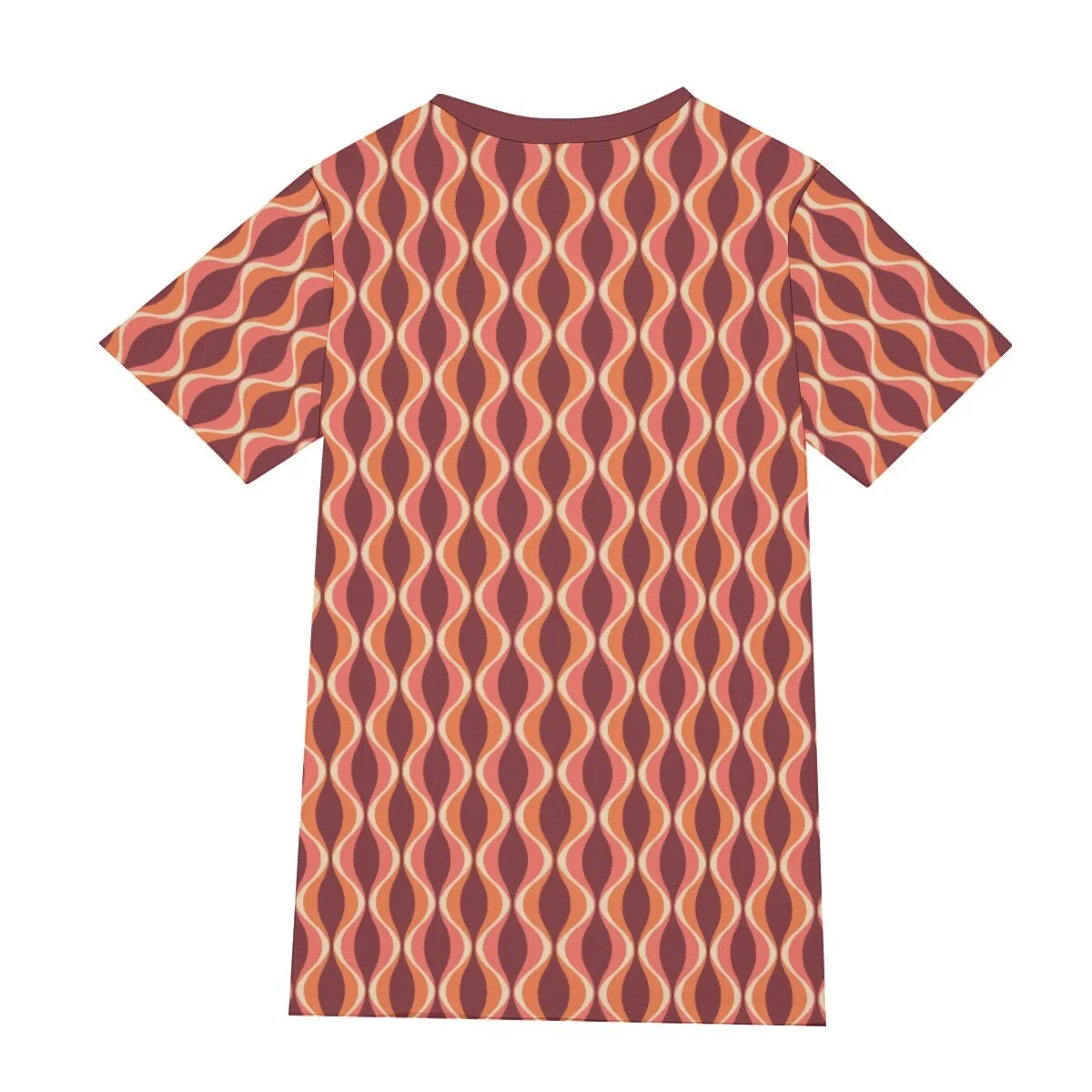 Retro T-Shirt Men, 100% Cotton T-shirt, 60s 70s Style Shirt, Vintage Style T-Shirt, Maroon Geometric T-shirt