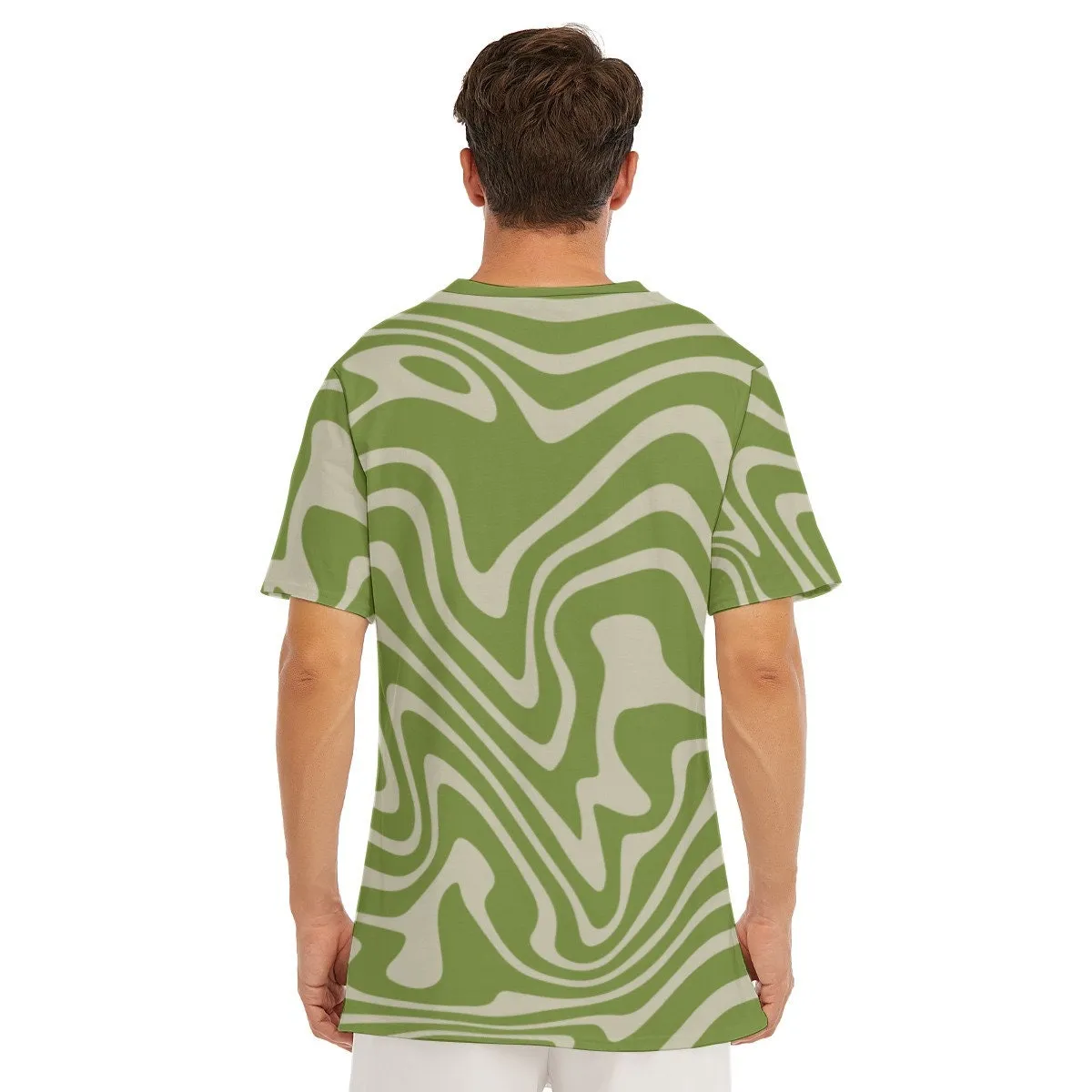 Retro T-Shirt Men, 100% Cotton T-shirt, Men's Green Top, Vintage style t-shirt, 70s Style Top, Stripe T-shirt Men