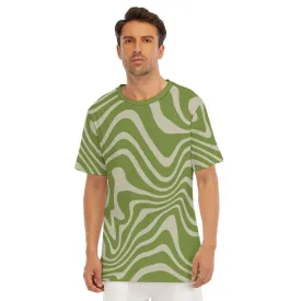 Retro T-Shirt Men, 100% Cotton T-shirt, Men's Green Top, Vintage style t-shirt, 70s Style Top, Stripe T-shirt Men