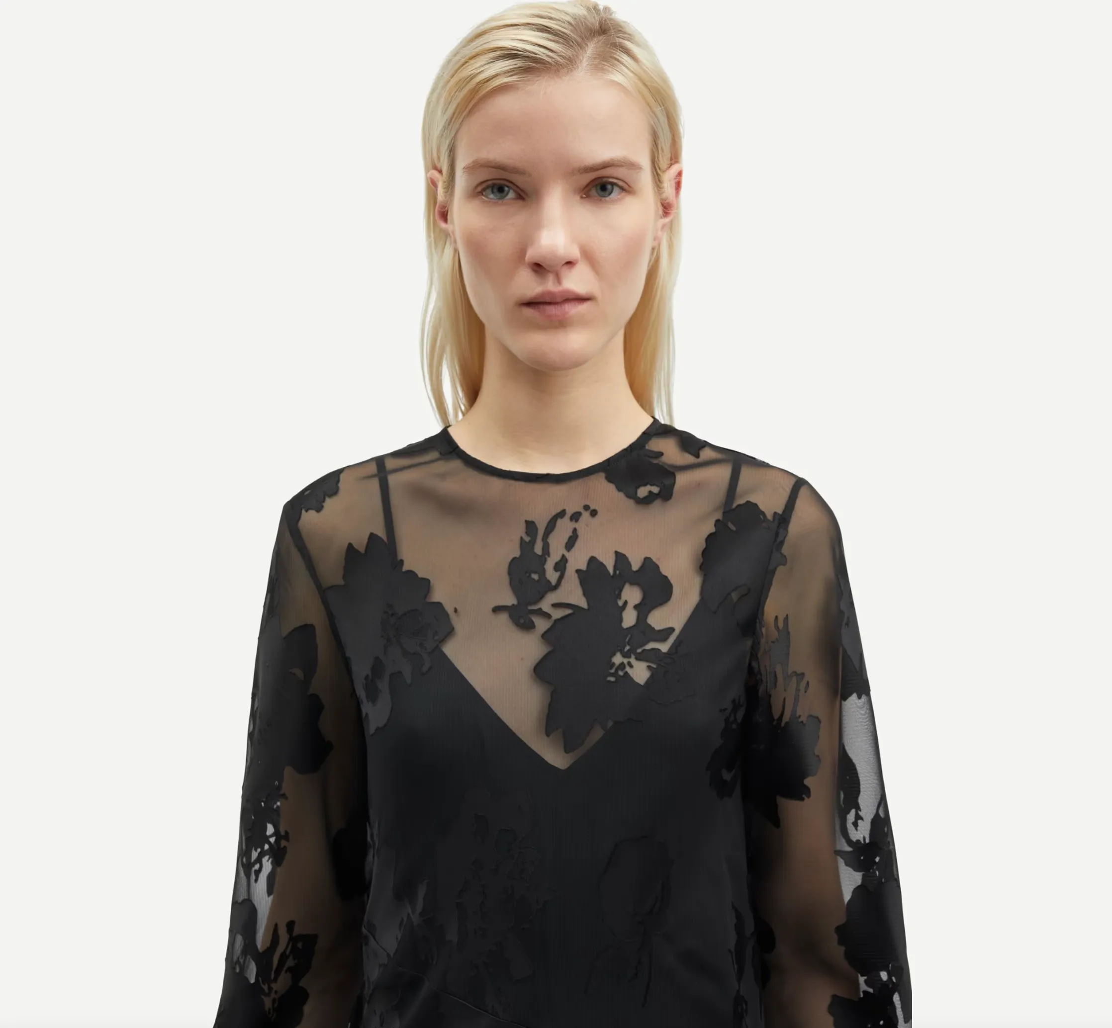 Samsoe Samsoe Samadeleine Dress / Black Blooming Burnout
