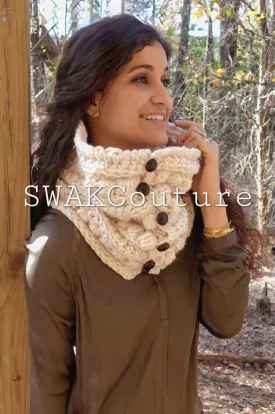 Sitka Button Cowl Scarf- Vanilla or Choose Color