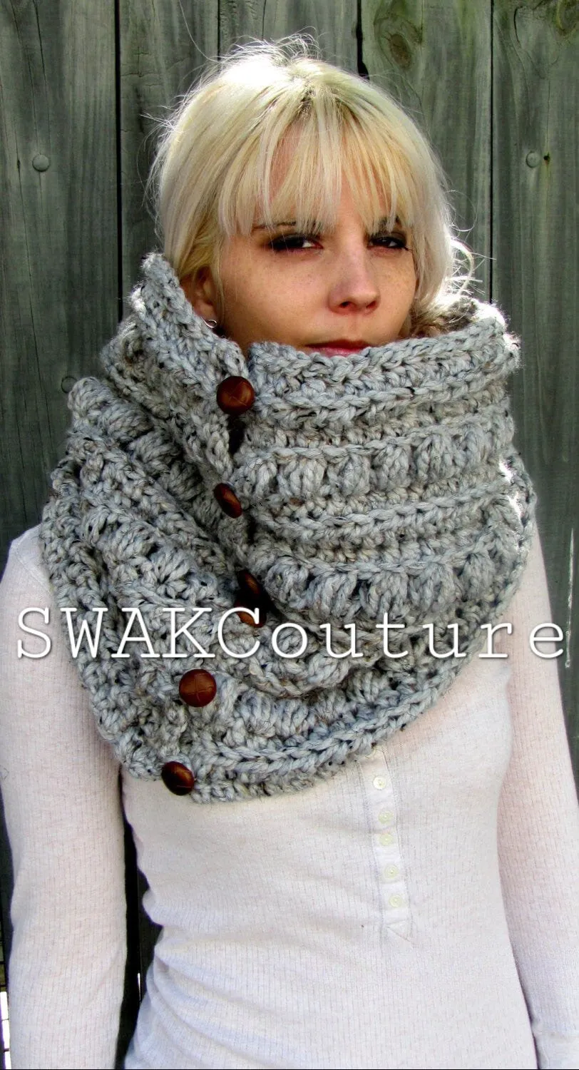 Sitka Button Cowl Scarf- Vanilla or Choose Color