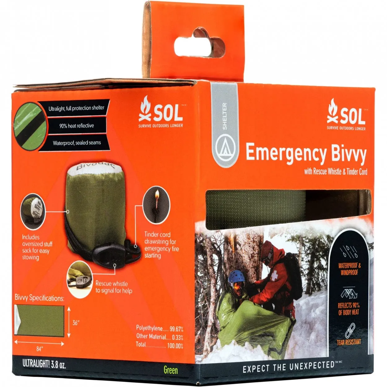 SOL Emergency Bivvy   Rescue Whistle & Tinder Cord