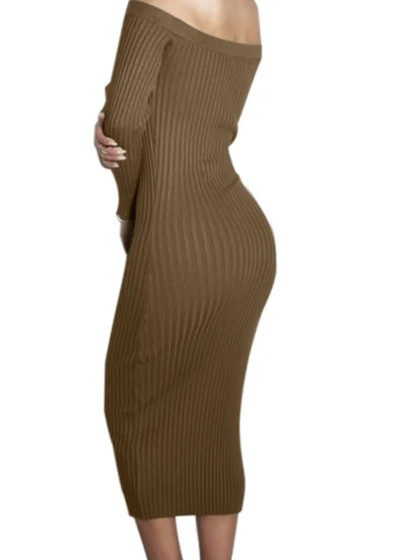 TastyHottie - Long Sleeve Off Shoulder Slash Neck Sexy Club Women Dress