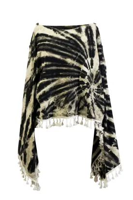 Tie dye Groovy Colors 2in1 Poncho Wrap Shawl Bohemian hippie festival beachwear