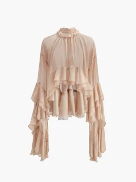 Turtleneck Ruffle Chiffon Blouse