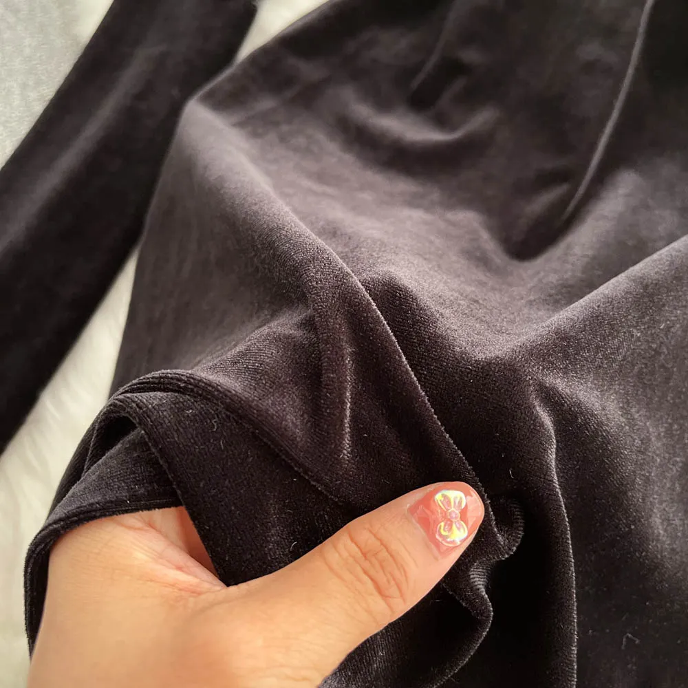 Turtleneck Velvet Open Back Dress