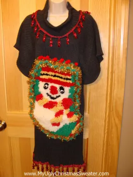 Ugly Christmas Sweater Party Tacky Dress Hook Rug Snowman (d50)