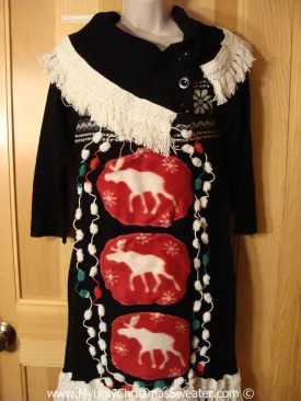 Ugly Christmas Sweater Party Tacky Dress with Reindeer (d101)