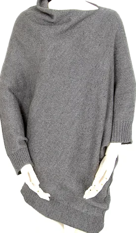 UNITED ARROWS JAPAN.  green label relaxing Grey Acrylic Wool Asymmetry Shiny Knit Sweater Mini Dress/Tunic