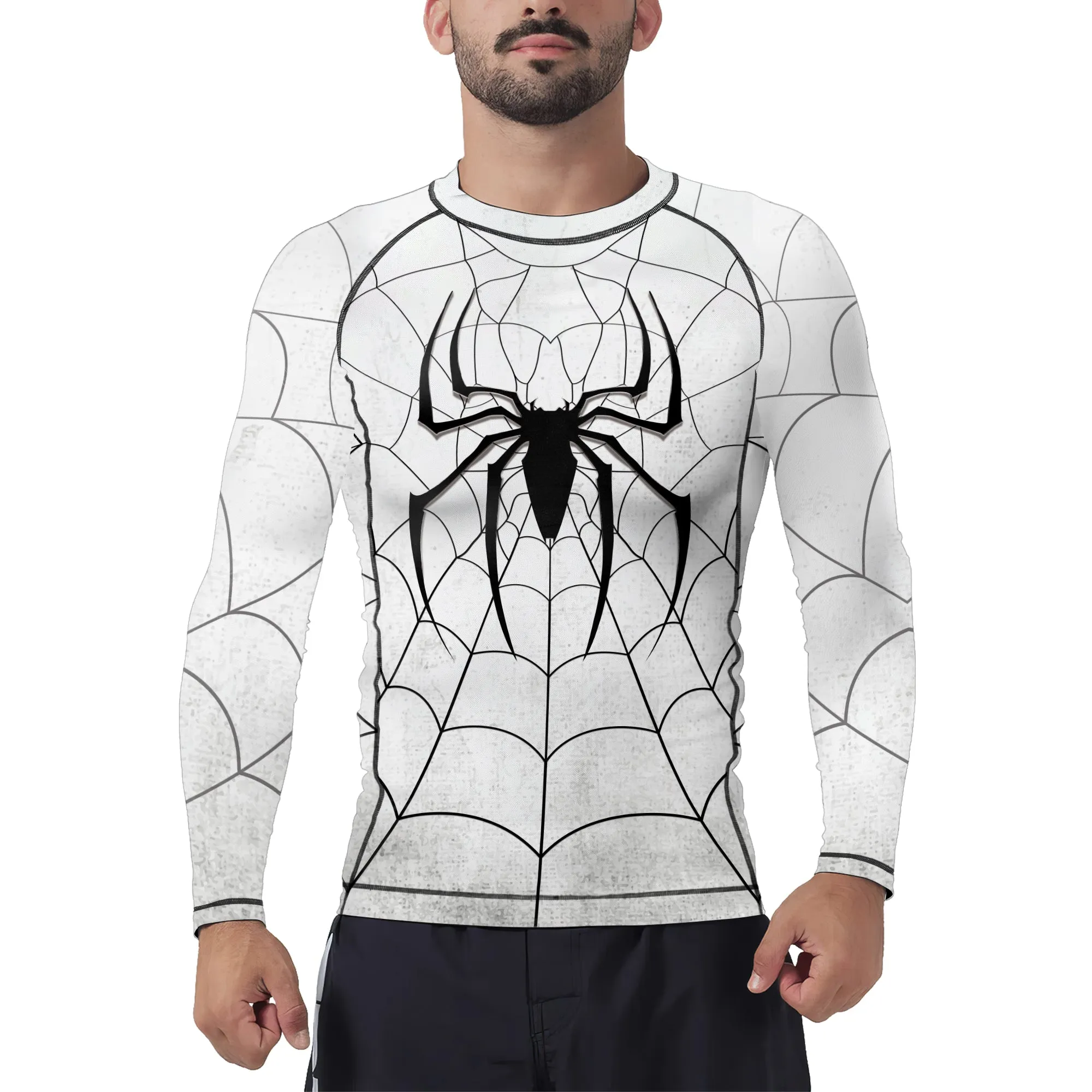 White Spider's Web Trap Men's Long Sleeve Rash Guard