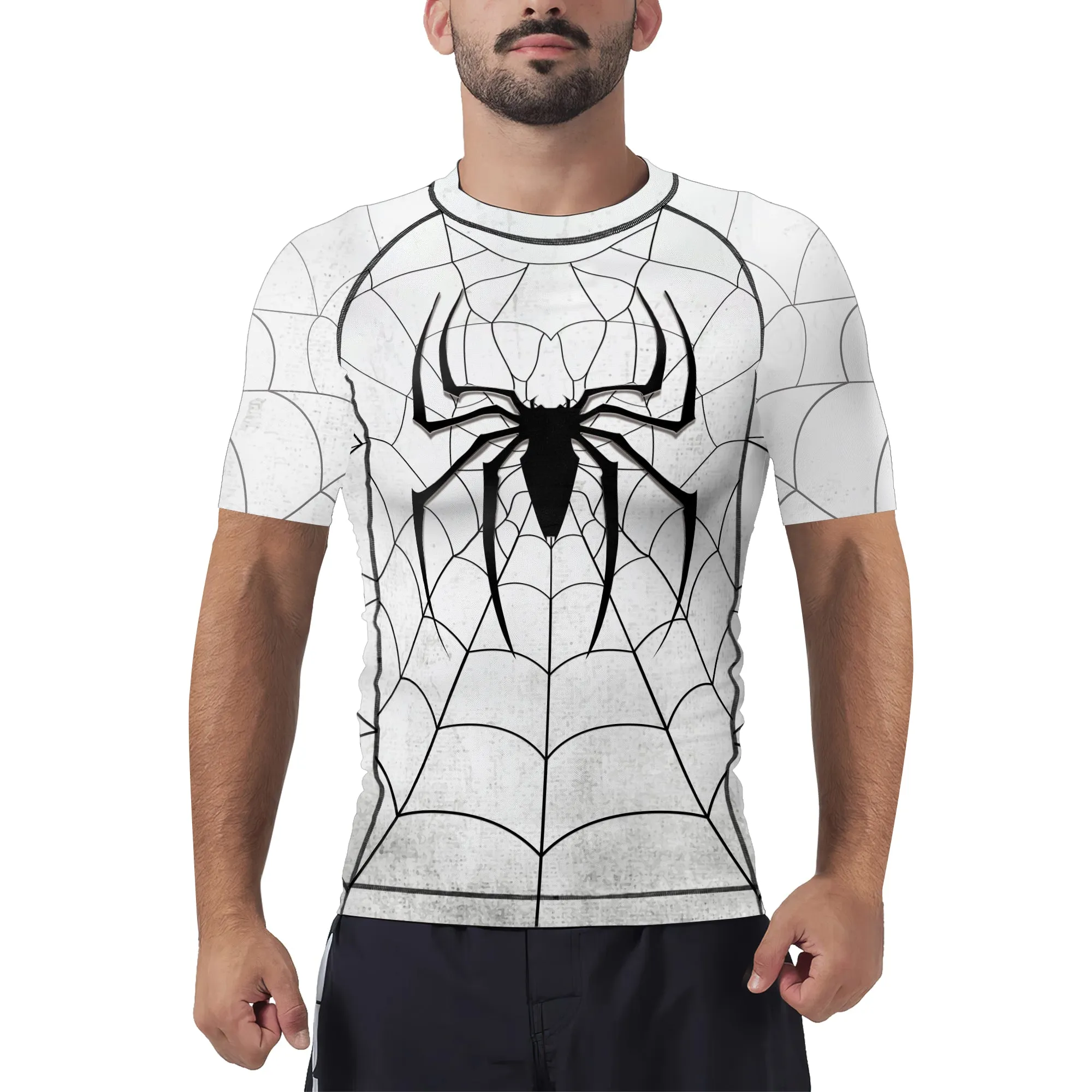 White Spider's Web Trap Men's Short Sleeve Rash Guard