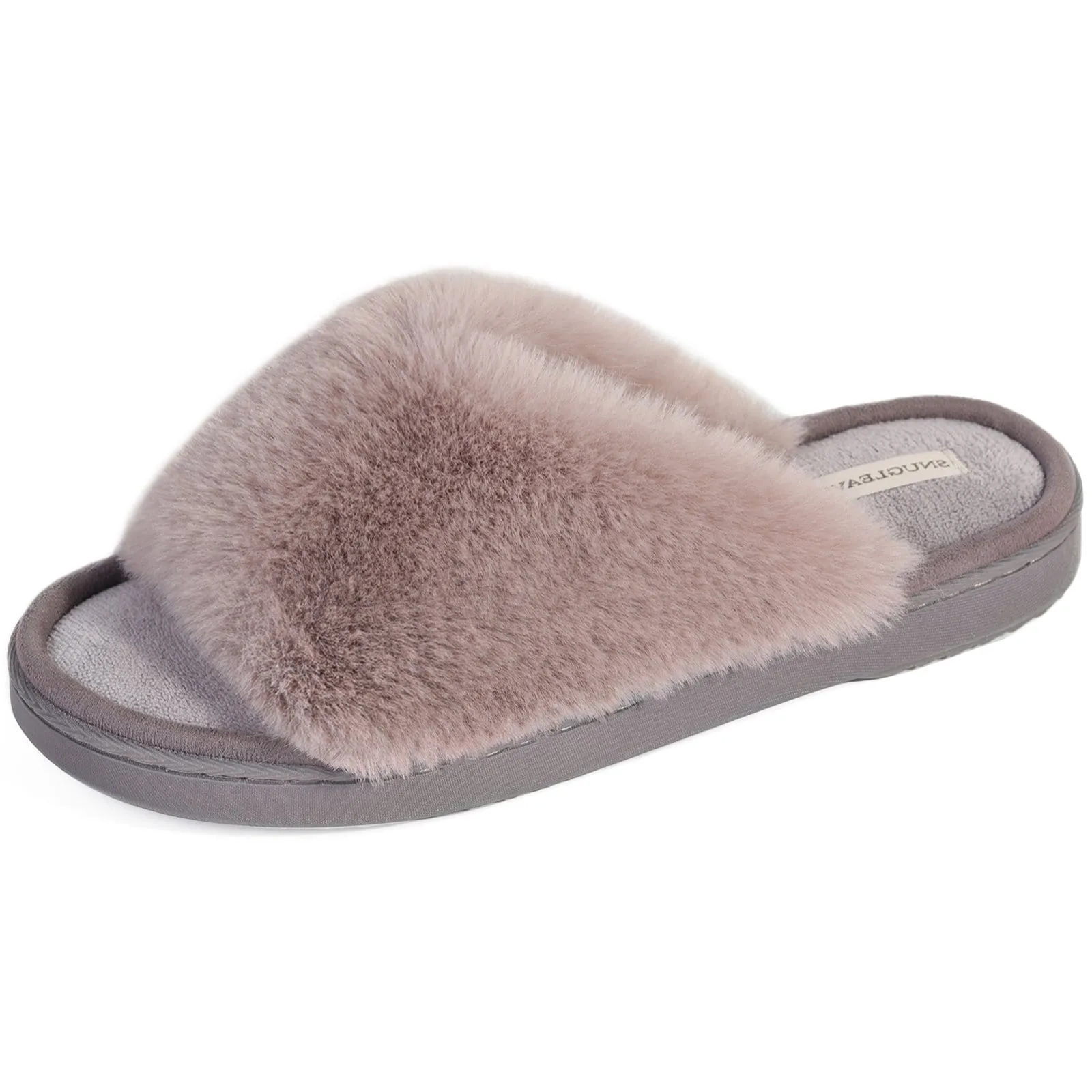 Women's Fluffy Faux Fur Open toe Slippers