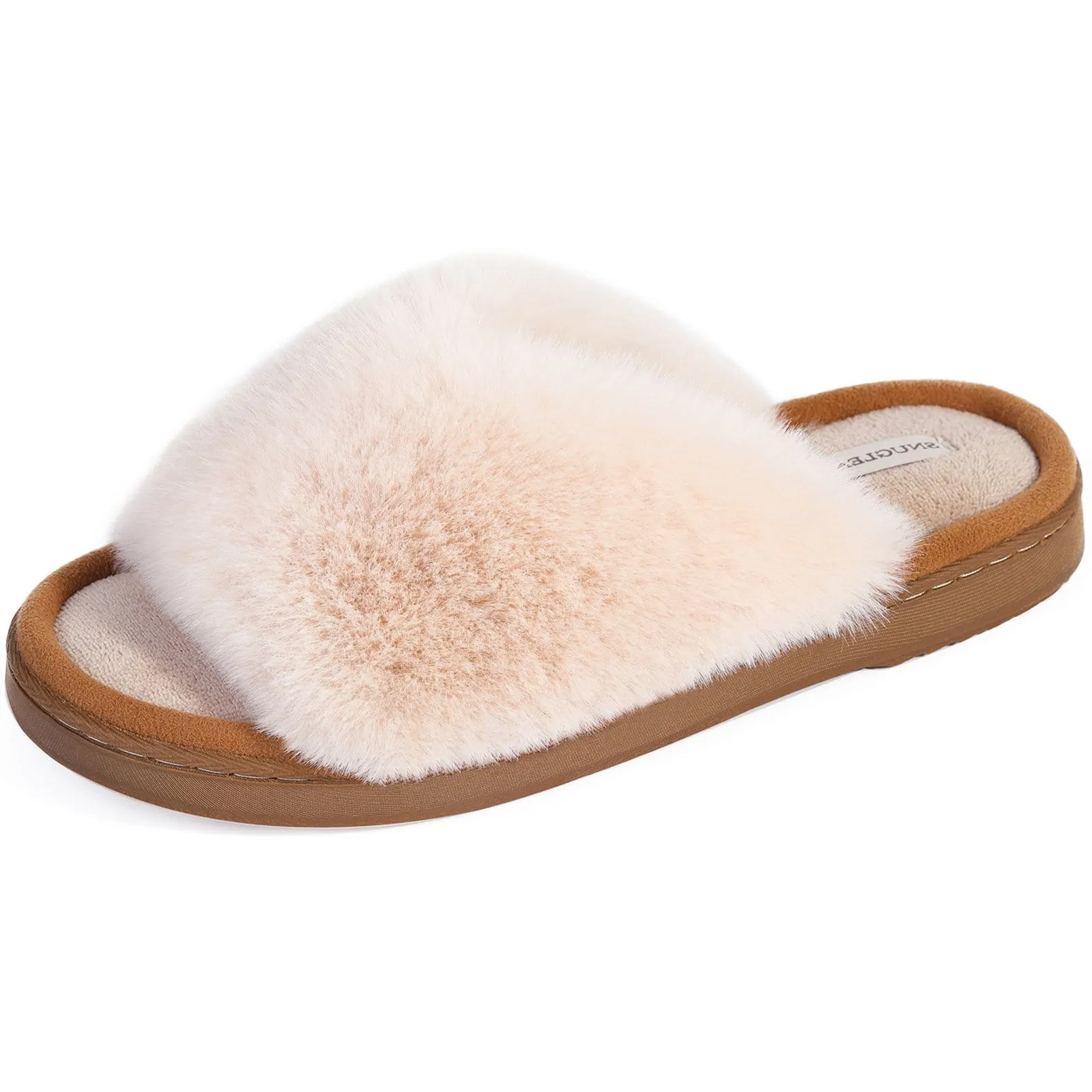 Women's Fluffy Faux Fur Open toe Slippers