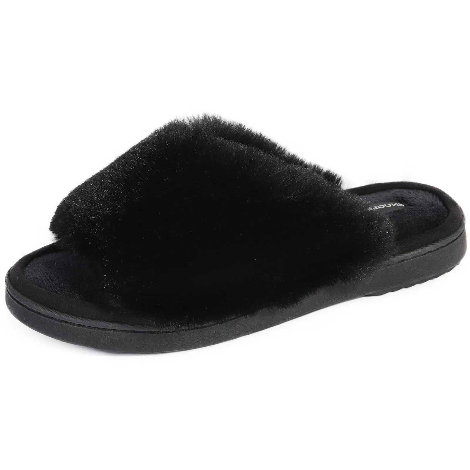 Women's Fluffy Faux Fur Open toe Slippers