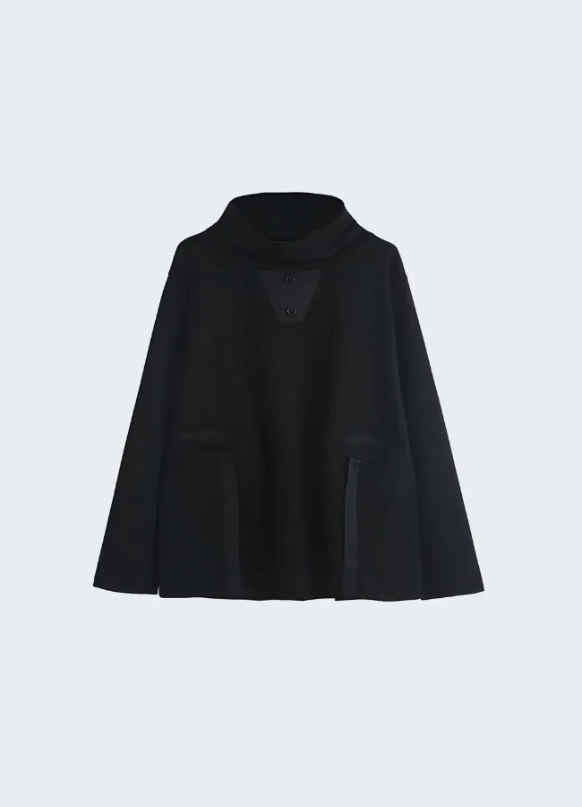 Women's Techwear Black Turtleneck Sweatshirt