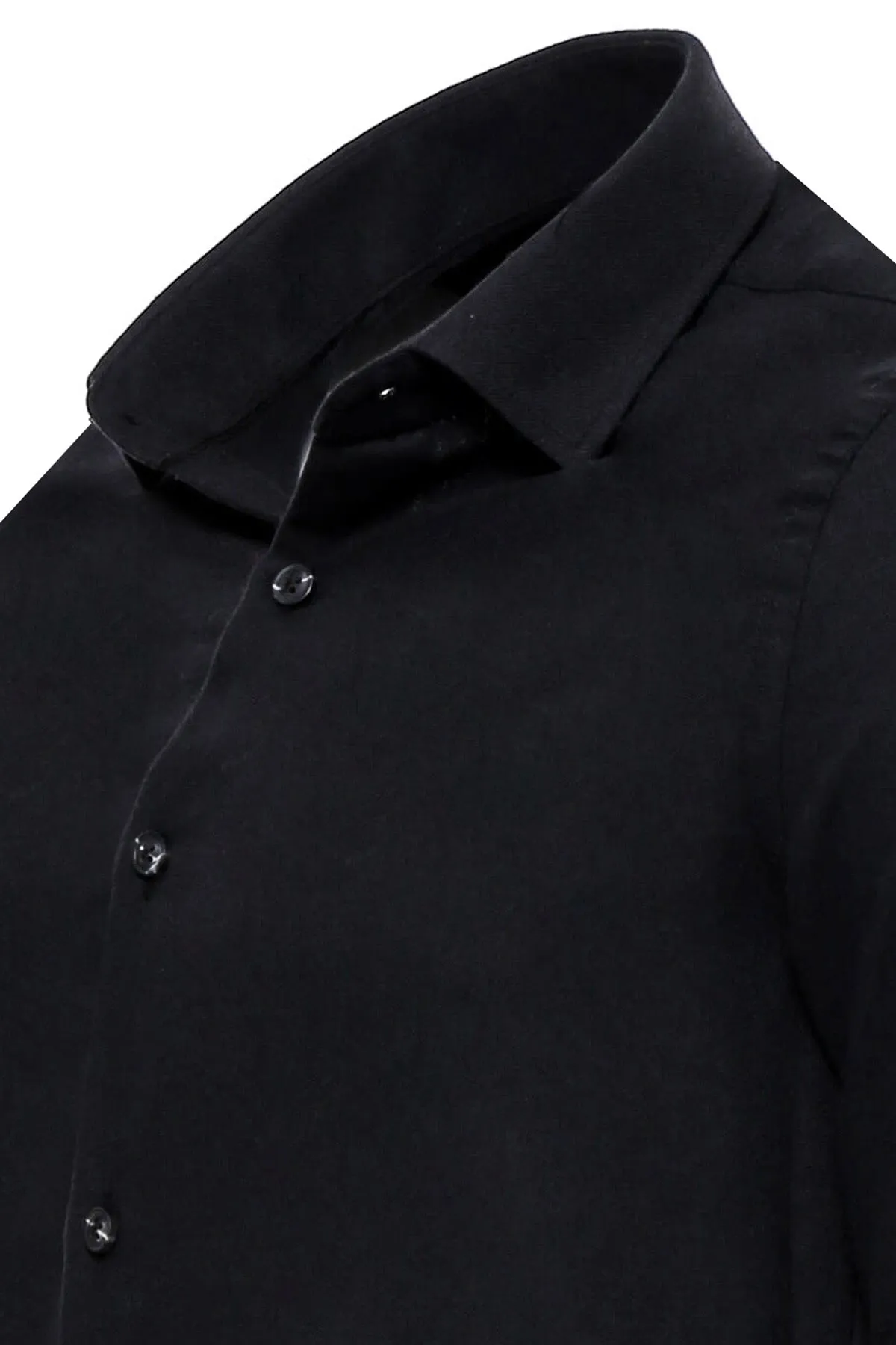 WSS Plain Slim Fit Black Men Lumberjack Shirt  - Singen