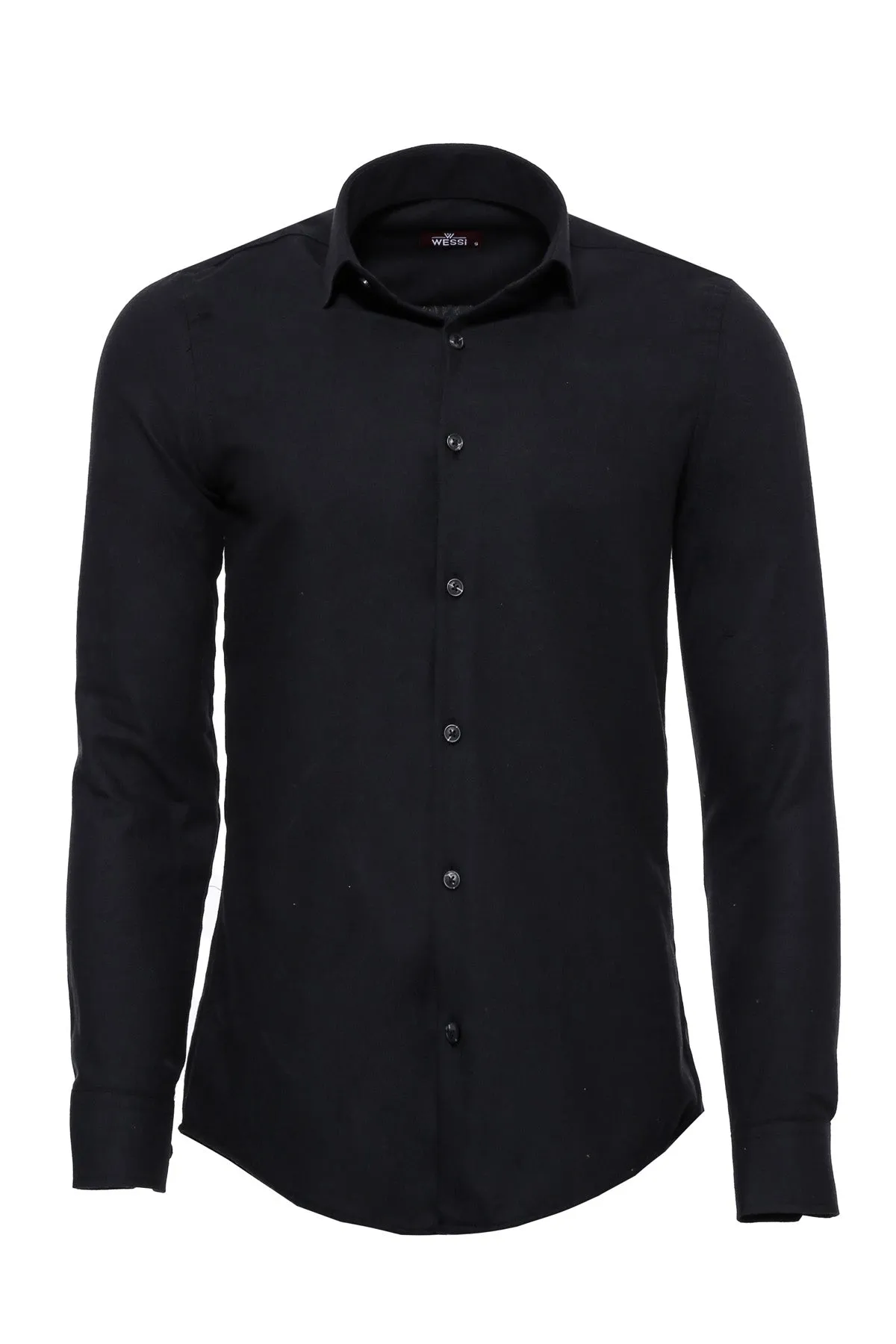 WSS Plain Slim Fit Black Men Lumberjack Shirt  - Singen